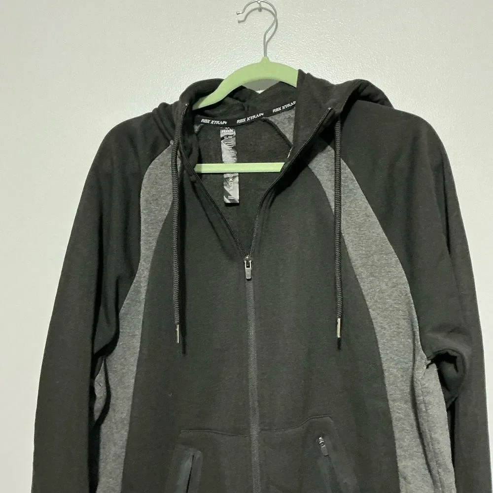 RBX Men’s Full Zip Hoodie In Black Training Active Jacket Size XL NWT